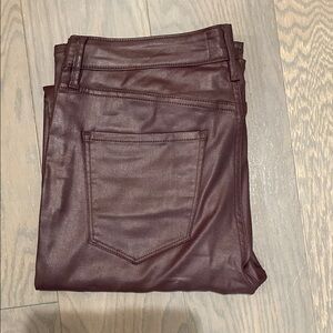White House Black Market Burgundy coated jeans high rise slim bootcut size 10L